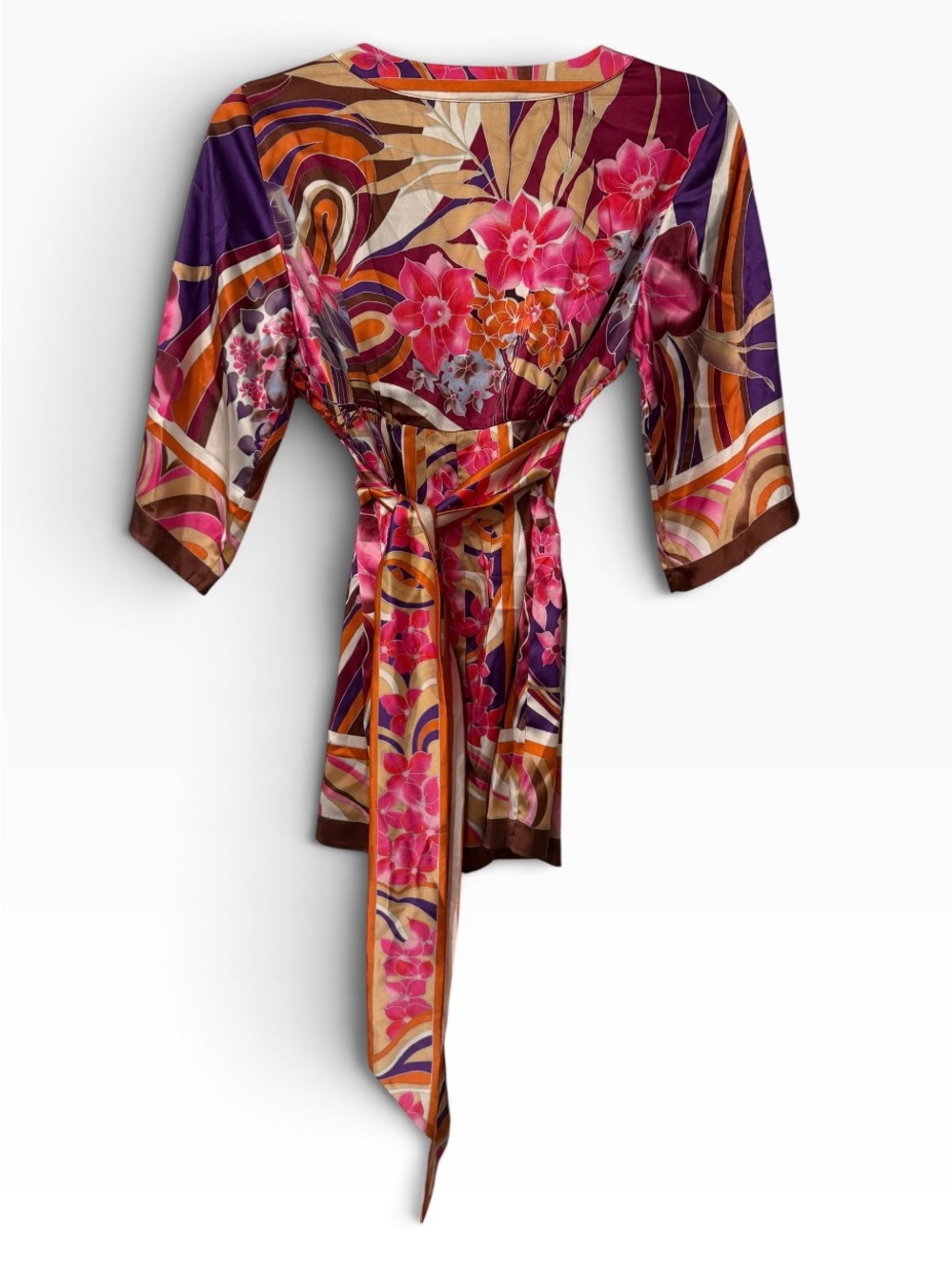 Vintage ECI New York Silk Blend Floral Abstract Print Dress - Picture 2 of 5